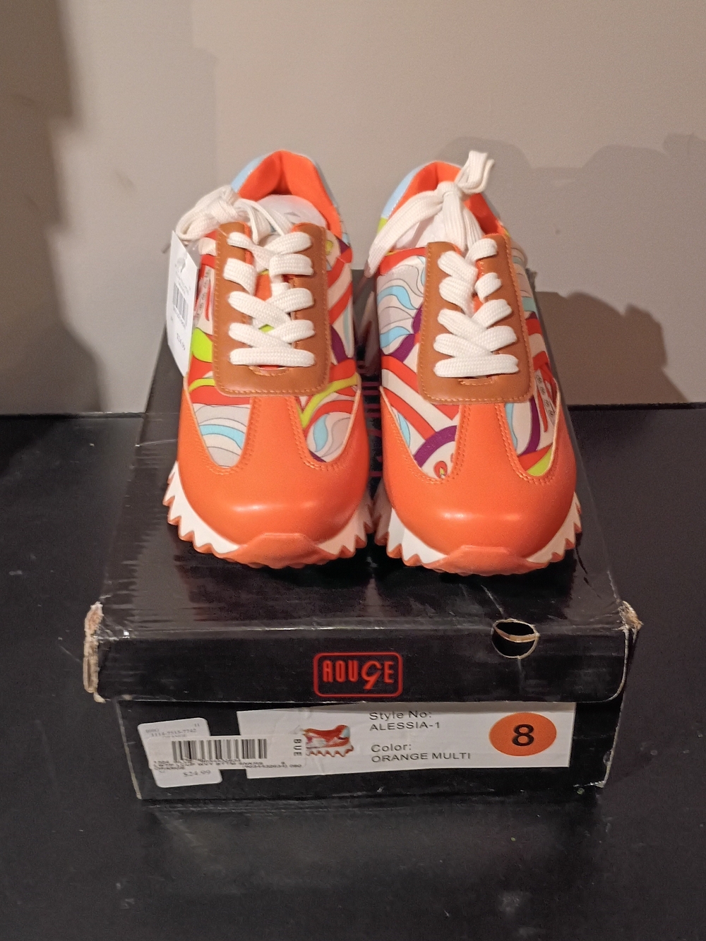 Rouge! Orange Multicolor Wave-Print Platform Sneakers - Picture 4 of 6